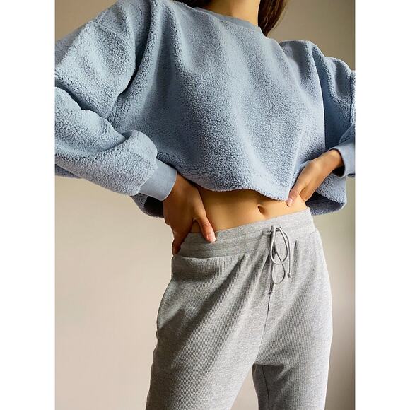 Sunday Best Lupa Crewneck Fuzzy Sweater - S - Serene Blue - Picture 6 of 7